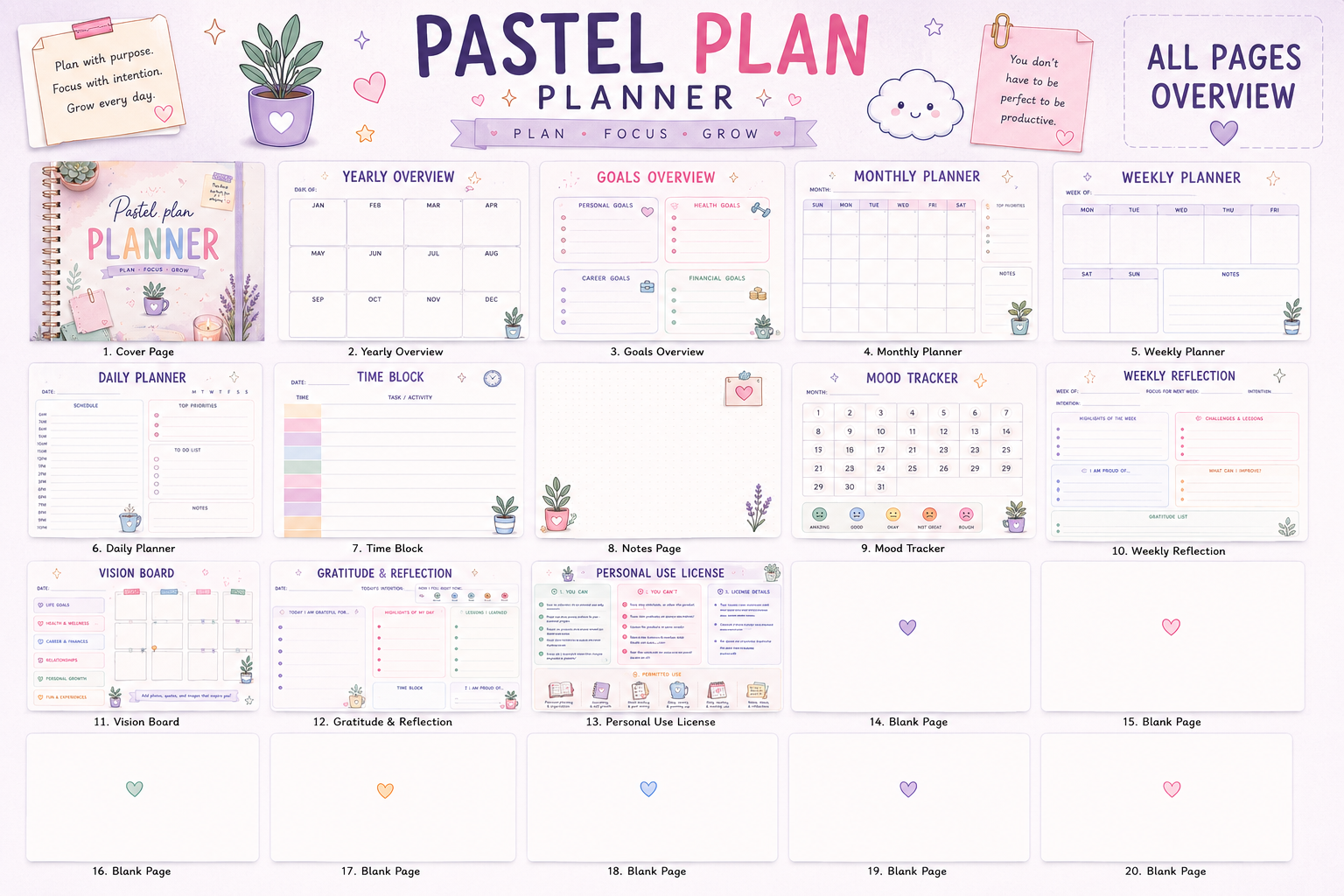 Ultimate Student Planner Bundle | 17 Printable A4 PDF Pages | Digital Academic Planner Pastel_Plan